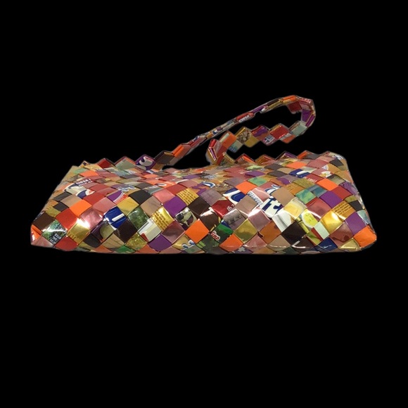Recycled Candy and Cookie Wrapper Shoulder Bag,‎ Metallic - Picture 7 of 9